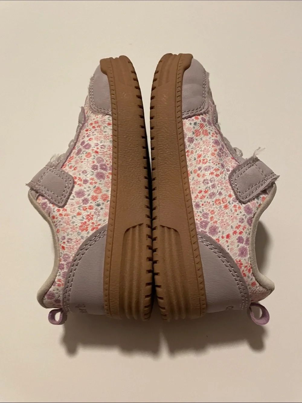 Carter’s Toddler Size 10 Floral Light Purple Sneakers Faux Laces Velcro Strap